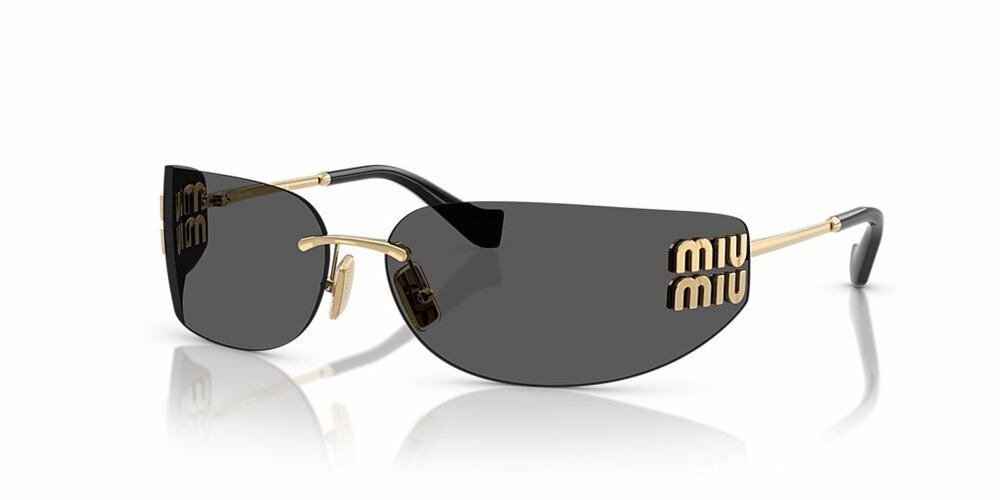 MIU MIU MU A51S 5AK5SO Gold Dark Grey Lens Women Wrap Sunglasses AUTHENTIC